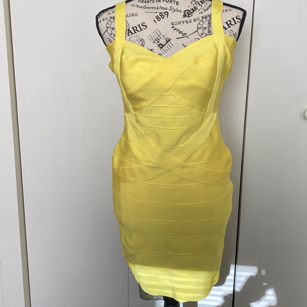 Sleek yellow mini dress